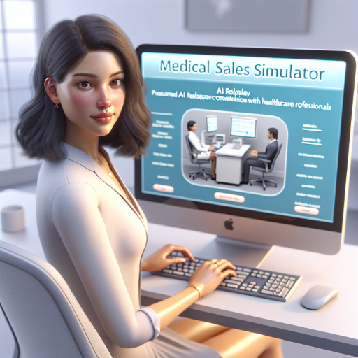 Medical Sales Sim Graphic 500 AI rendering of sales representative using The Medical Sales Simulator